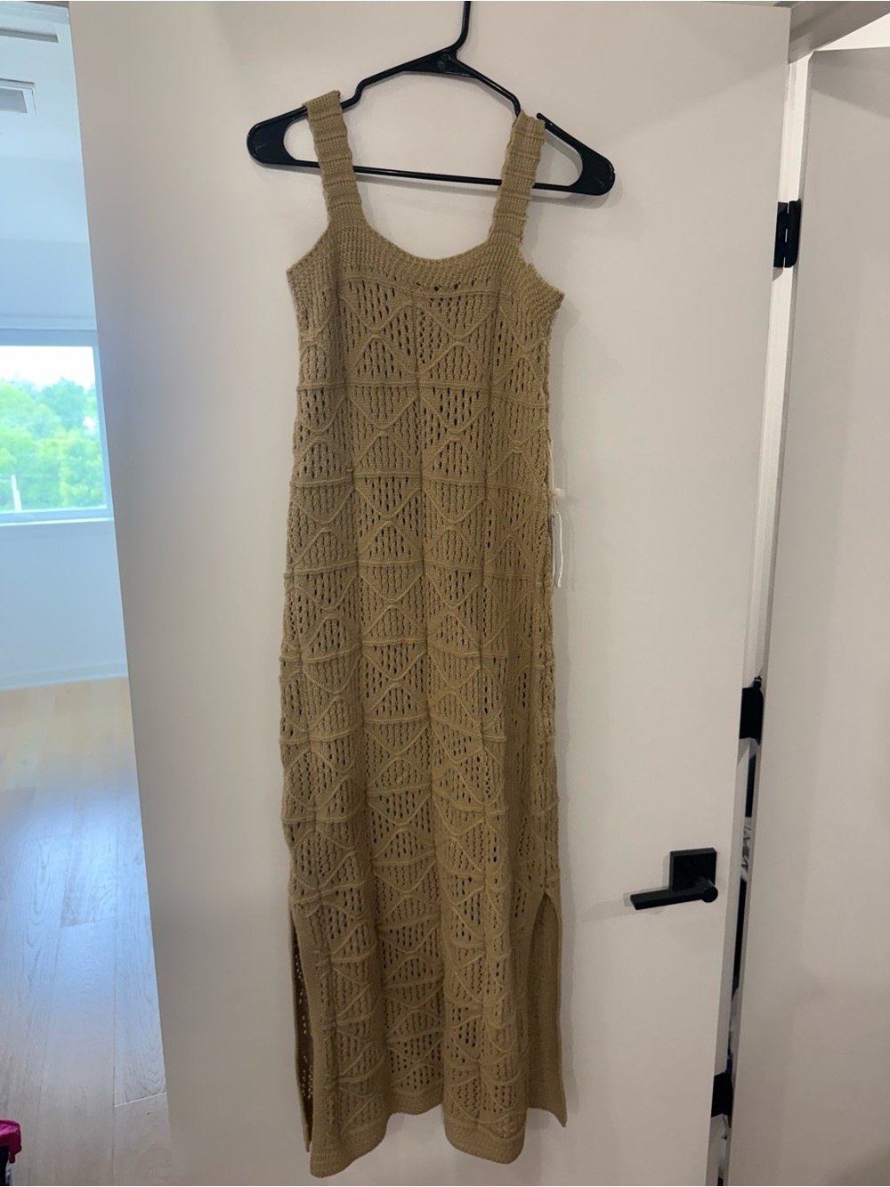 Tan Crochet/Knit Maxi Dress